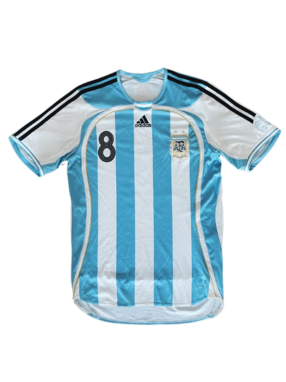 Argentina Home #8 Riquelme 2006 World Cup M