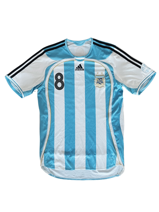 Argentina Home #8 Riquelme 2006 World Cup M